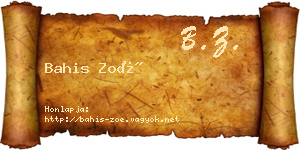 Bahis Zoé névjegykártya